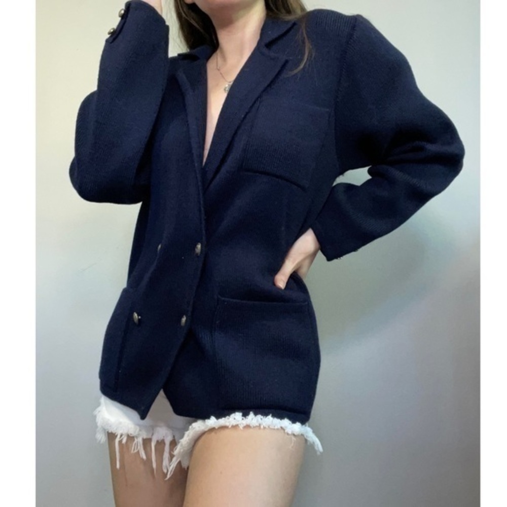 Vintage Charter Club 100% Wool Navy Cardigan Sweater